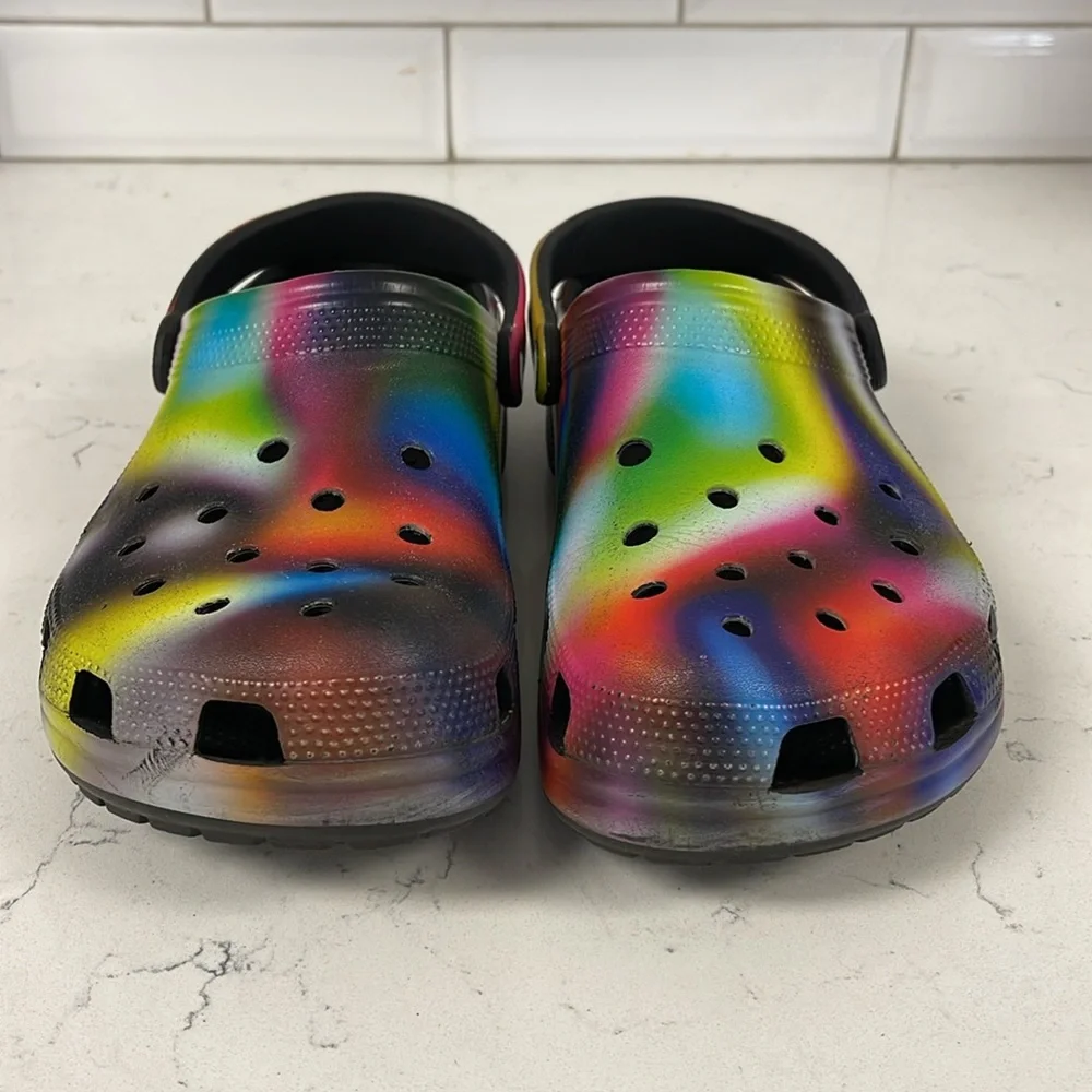 Crocs Classic Clog Solarized Tie Dye Unisex Women’s 12 - Mens 10 Black / Multi